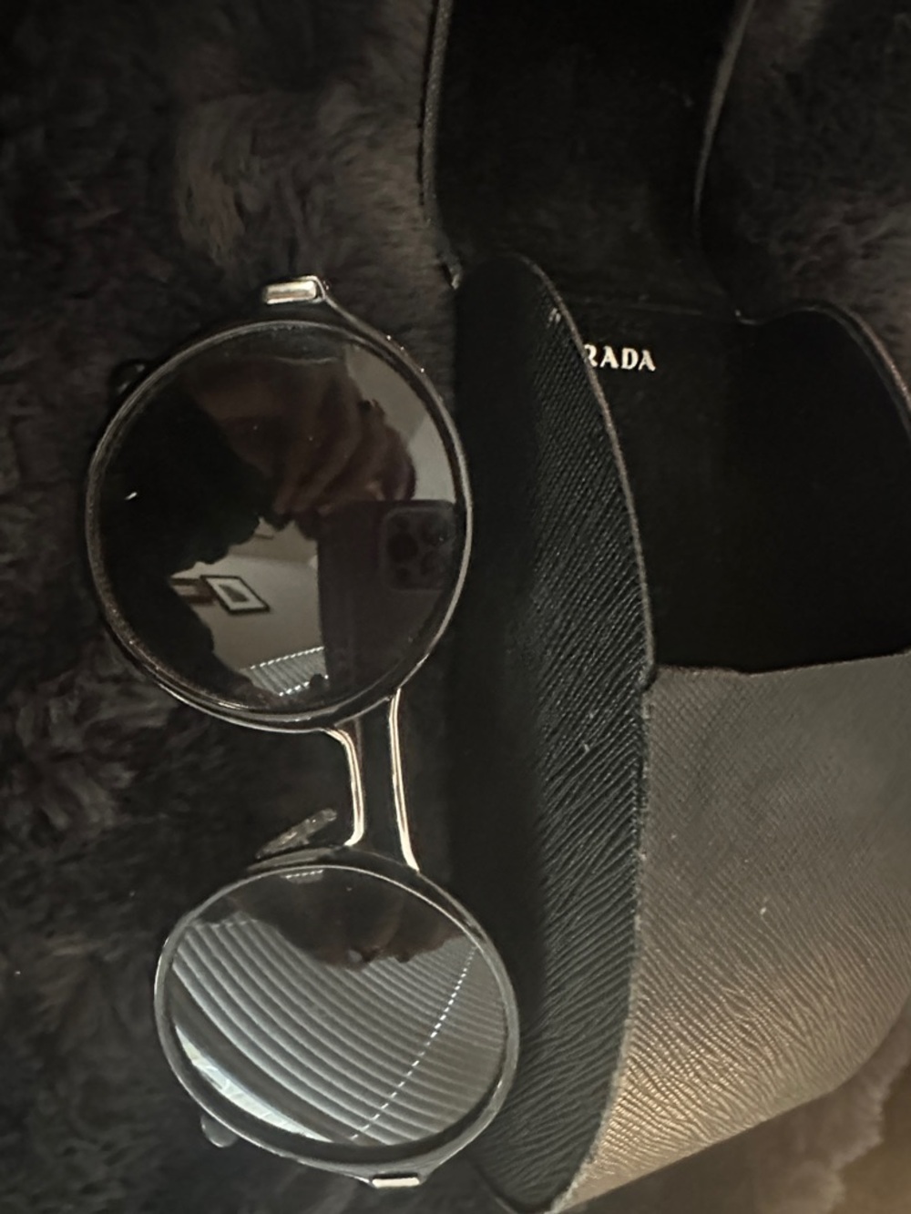 Prada Black Round Frame Sunglasses